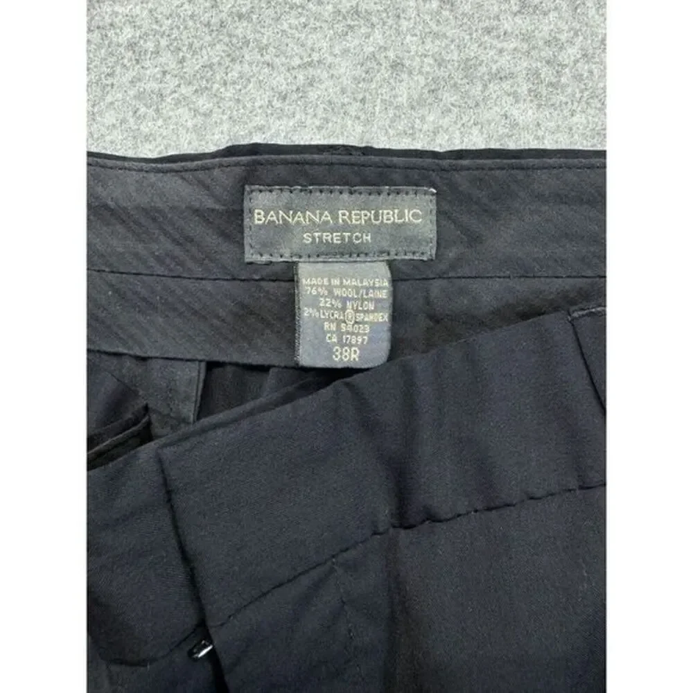 Banana Republic Stretch Pants‎ Men's 36R Black Wool Blend 36x30 Dress Work